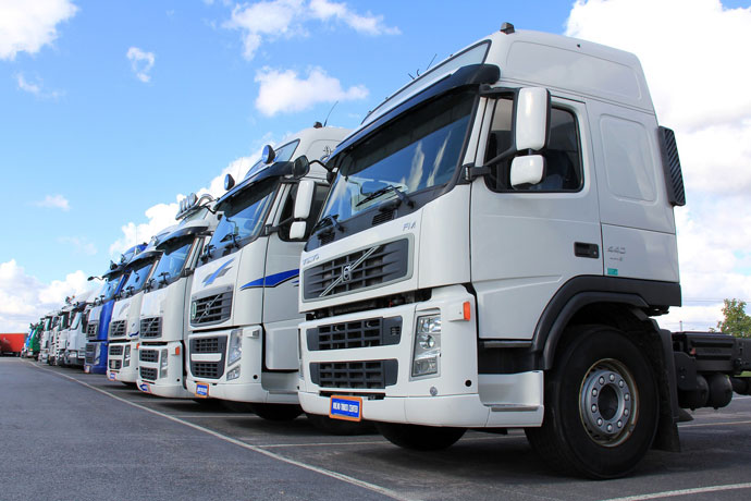 A line of trucks